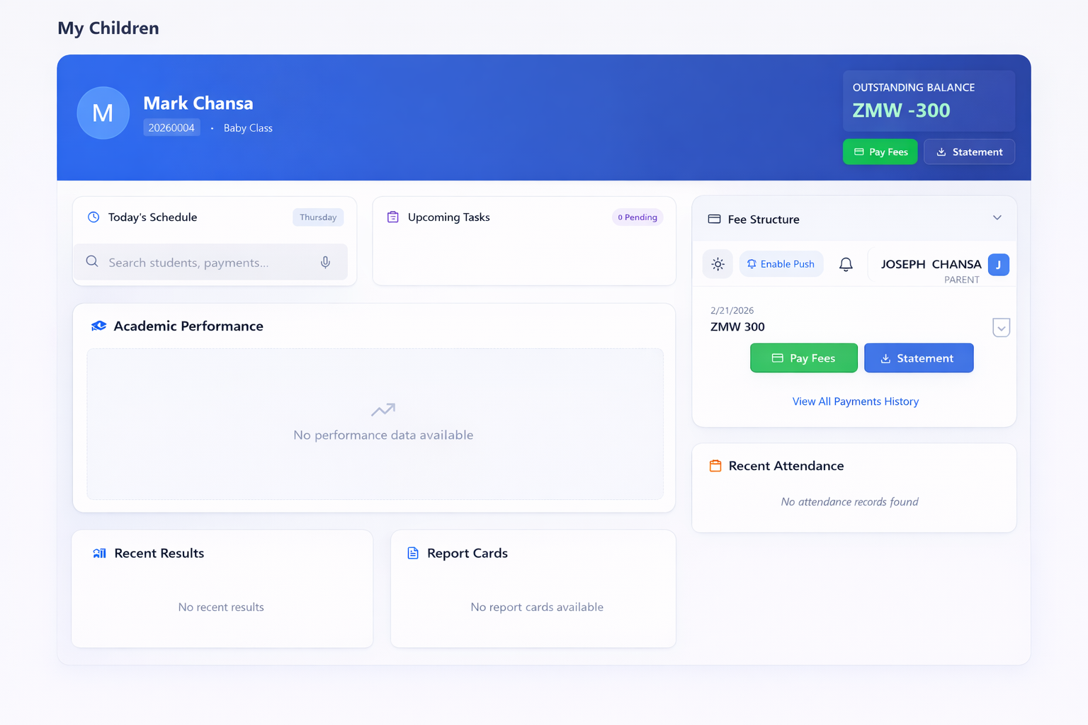 Parent Connection Dashboard